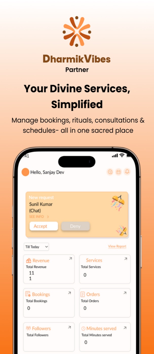 DharmikGuide partner app — Trust Profile and bookings